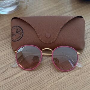 Ray-Ban Pink and Gold Round Sunglasses